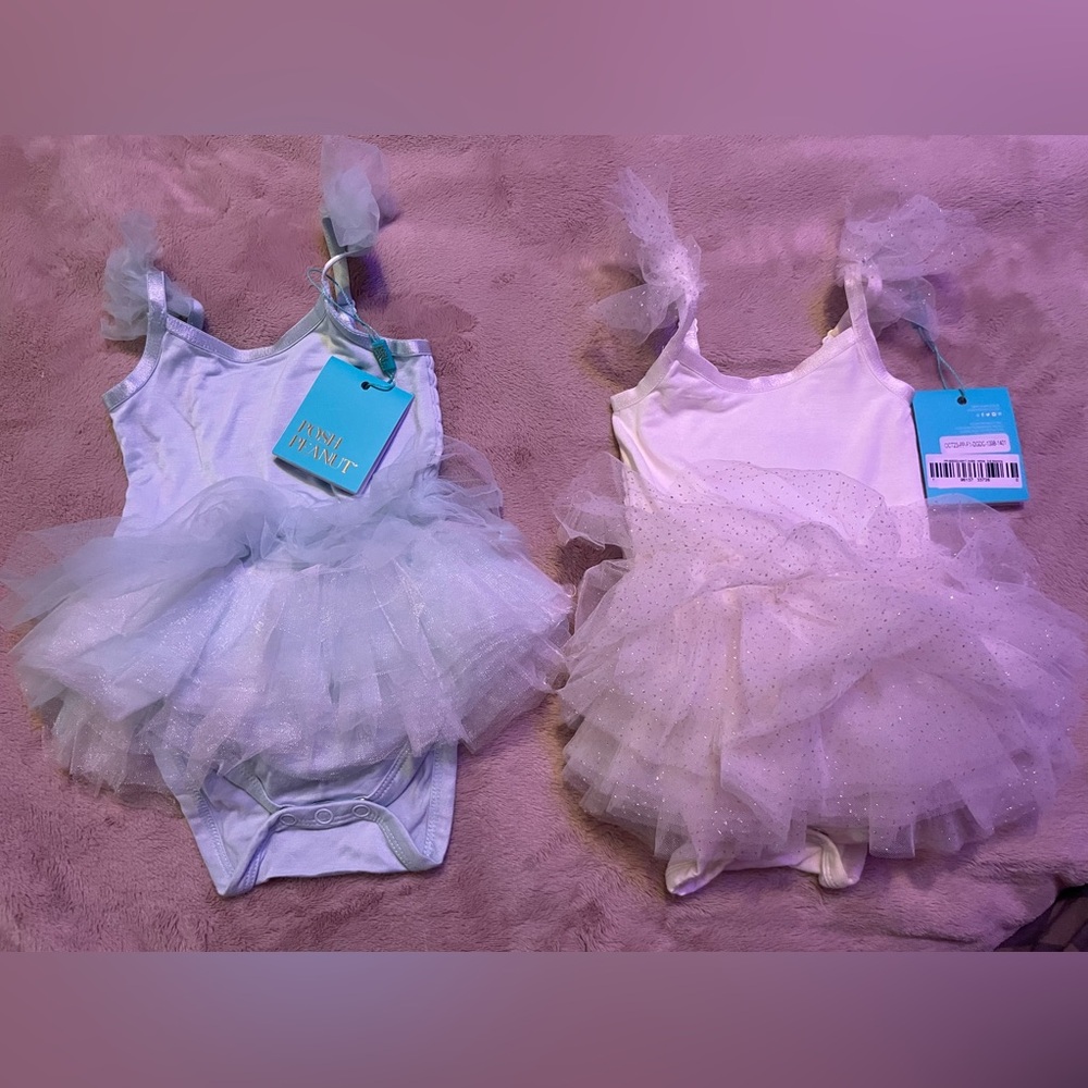 Posh Peanut glitter ruffle onesie